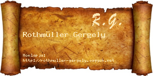 Rothmüller Gergely névjegykártya